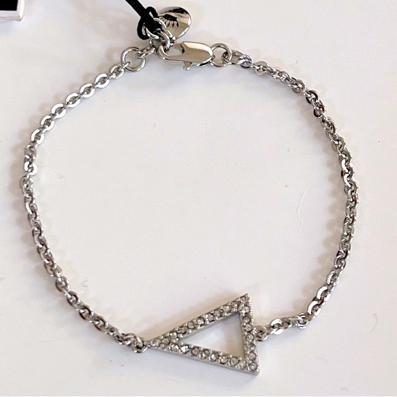 NWT Juicy Couture Pave Crystal Open Triangle Silver Tone Bracelet - Picture 12 of 15